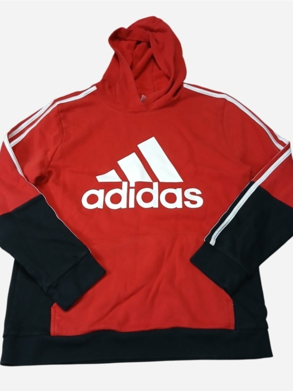 adidas Red and Black Logo Pullover Hoodie